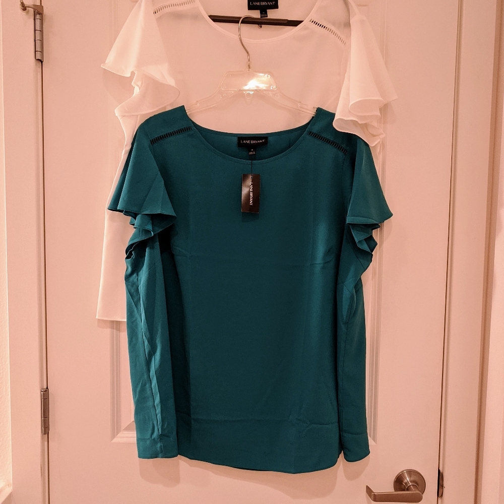 Two Women's Short-Sleeve Blouses in  size 16 (NWT)